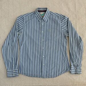 Hollister Blue and White Striped Men's Shirt